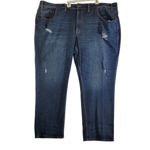 Athletic Fit Jeans Mens 50x30 Dark Wash Distressed Denim Advance Flex 360 Reprev